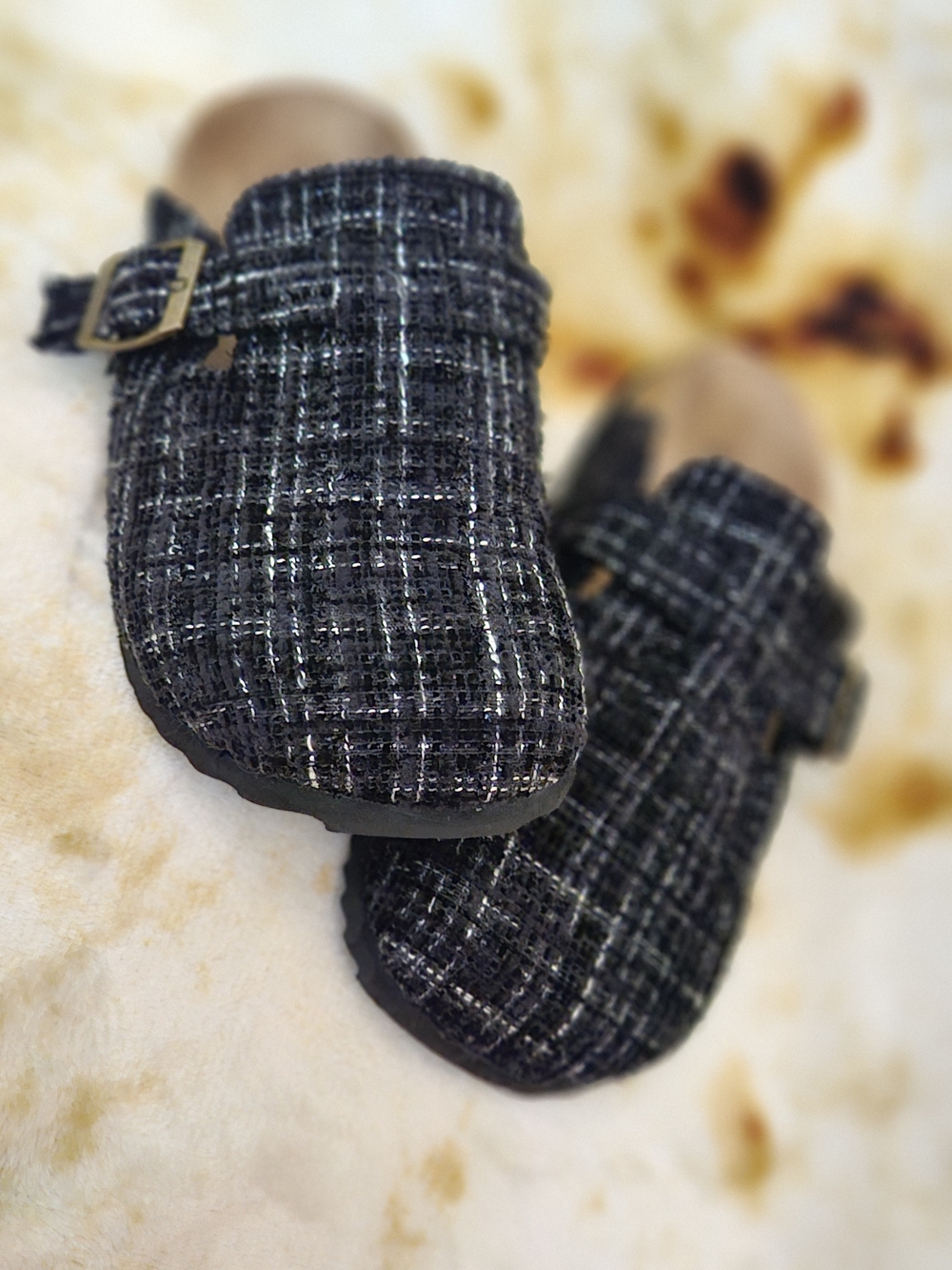 Corkys Black Tweed Slip-On Clog with Buckle